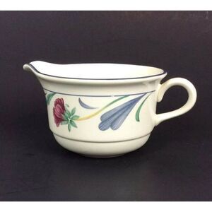 Lenox Poppies On Blue Creamer Ceramic Chinastone Made In USA Vtg 90s